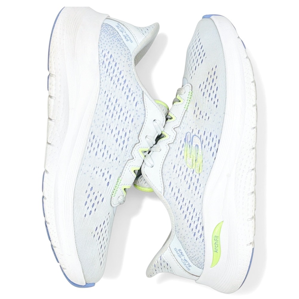 Skechers Arch Fit Slip Ins Womens 7 White Comfort Walking Shoes Sneakers Running - Picture 8 of 10